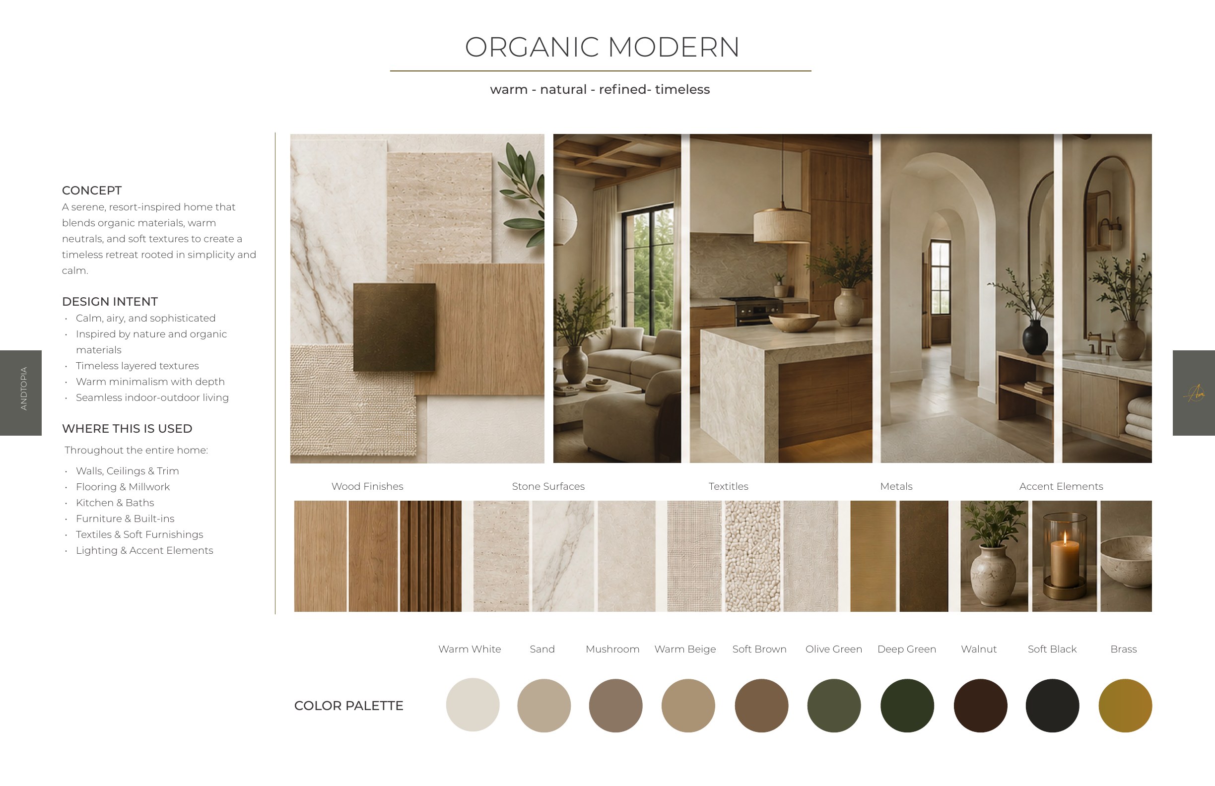 Organic modern concept and color palette spread