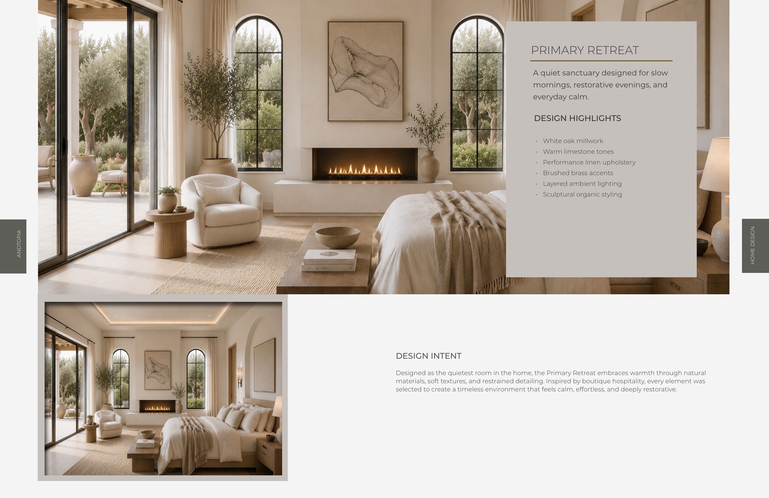 Primary bedroom design direction spread